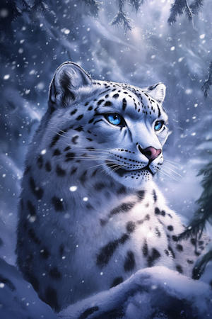 Diamond painting Resin - Snöleopardens blick 40x60cm
