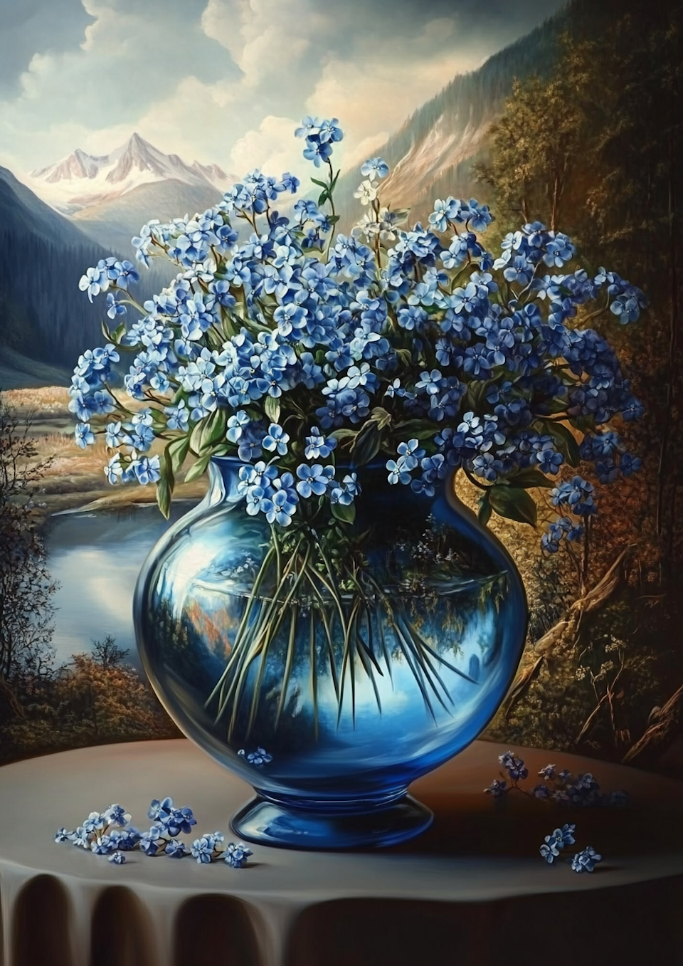 diamond painting resin, blå förgätmigej