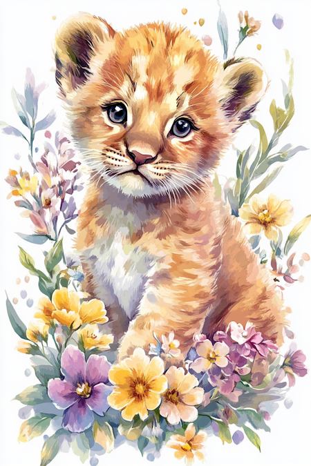 Korsstygn - Lejonunge i blomsteräng 40x60cm