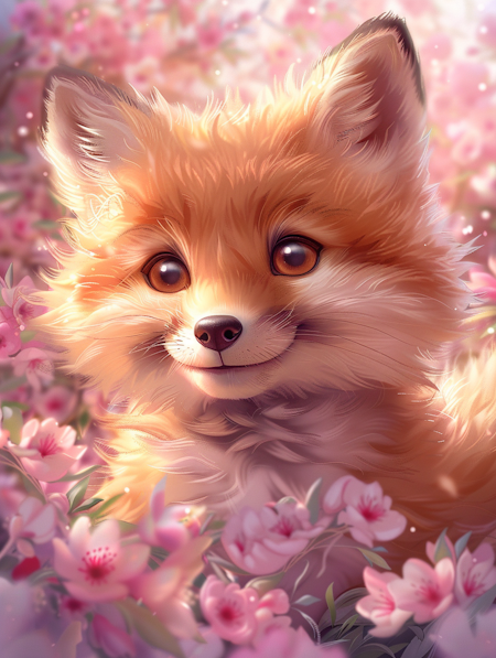 Korsstygn - Räv i blomsterhav 40x50cm
