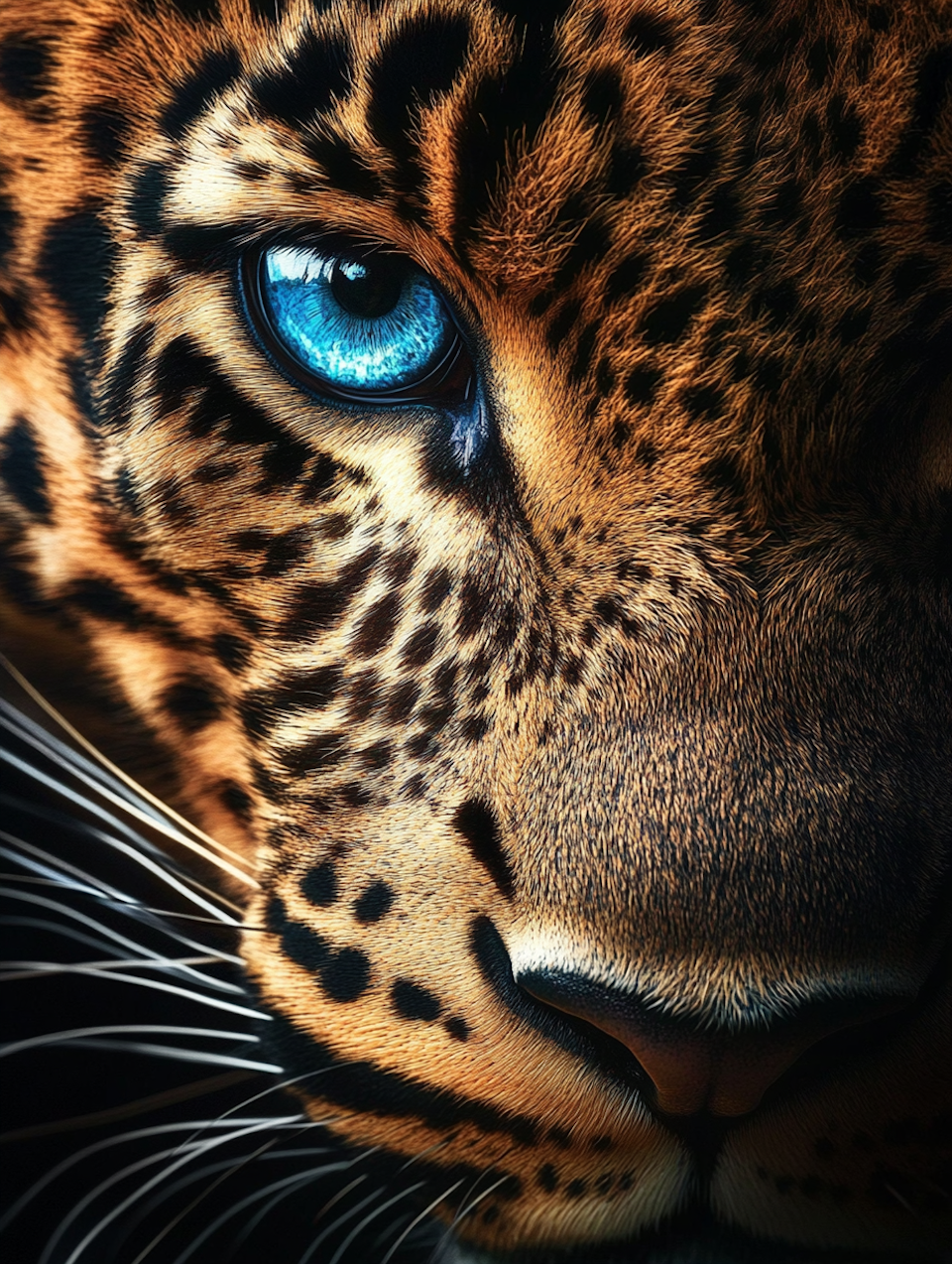 diamond painting akryl, leopard med blått öga