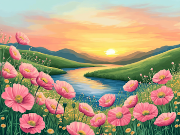 Diamond Painting Akryl - Vallmornas dalgång 40x30cm