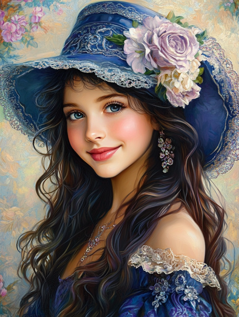 diamond painting akryl, leende kvinna