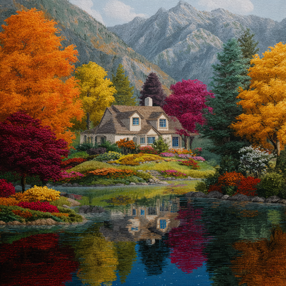 Diamond Painting - Sagohus i färgsprakande höstträdgård (Beställningsvara)