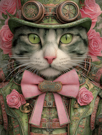 Diamond Painting - Steampunk-katt (Beställningsvara)