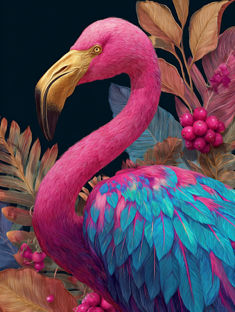 Diamond Painting - Flamingo i rosa och blått (Beställningsvara)