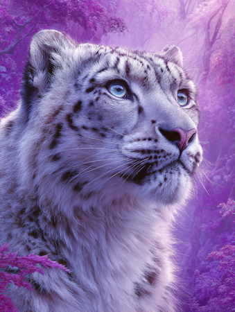 Diamond Painting - Snöleopard med blå ögon (Beställningsvara)
