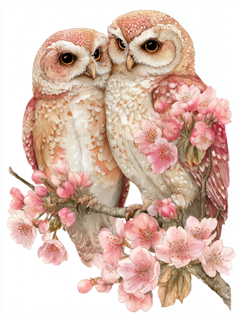 Diamond Painting - Ugglepar i blommor (Beställningsvara)