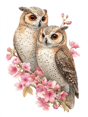 Diamond Painting - Ugglor bland blommor (Beställningsvara)
