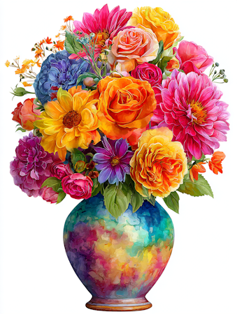 Diamond Painting - Blomvas i akvarellstil (Beställningsvara)