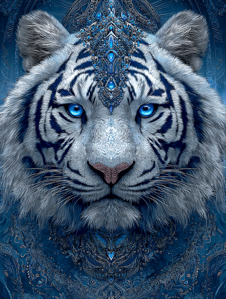 Diamond Painting - Vit tiger i rustning (Beställningsvara)