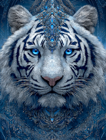 Diamond Painting - Vit tiger i rustning (Beställningsvara)