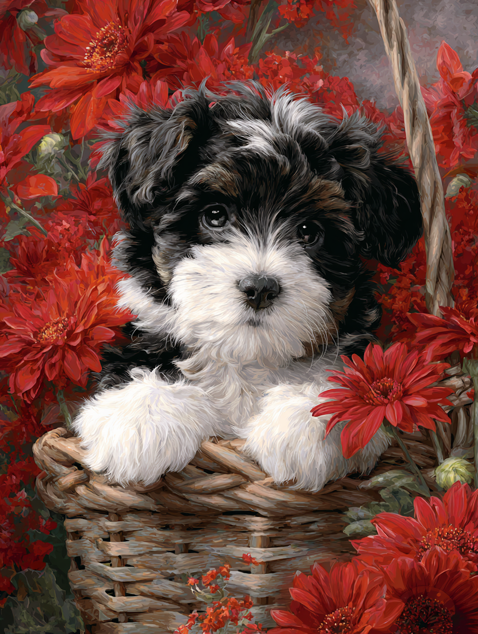 Diamond Painting - Fluff i blomsterstorm (Beställningsvara)