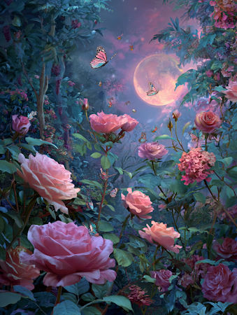 Diamond Painting - En natt i rosornas rike (Beställningsvara)