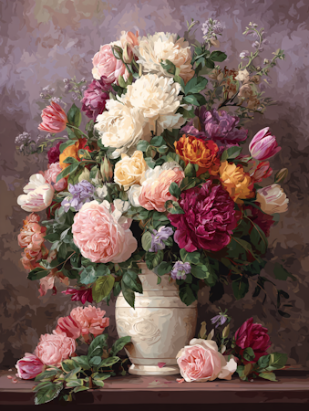 Diamond Painting - Klassisk elegans i blomstrande toner (Beställningsvara)