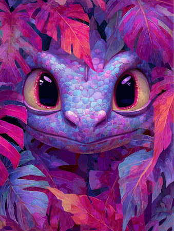 Diamond Painting - Skymningsdrakens nyfikenhet (Beställningsvara)