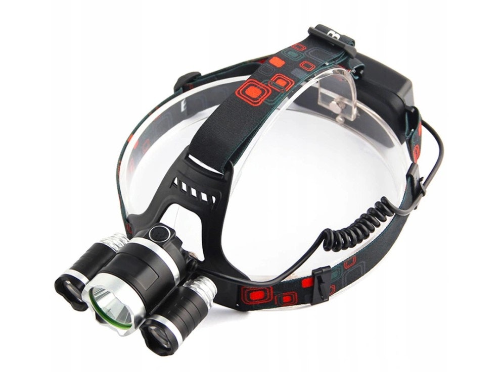 Kraftig LED hodelykt Headlamp 3 x Cree T6 (2000 lumens).