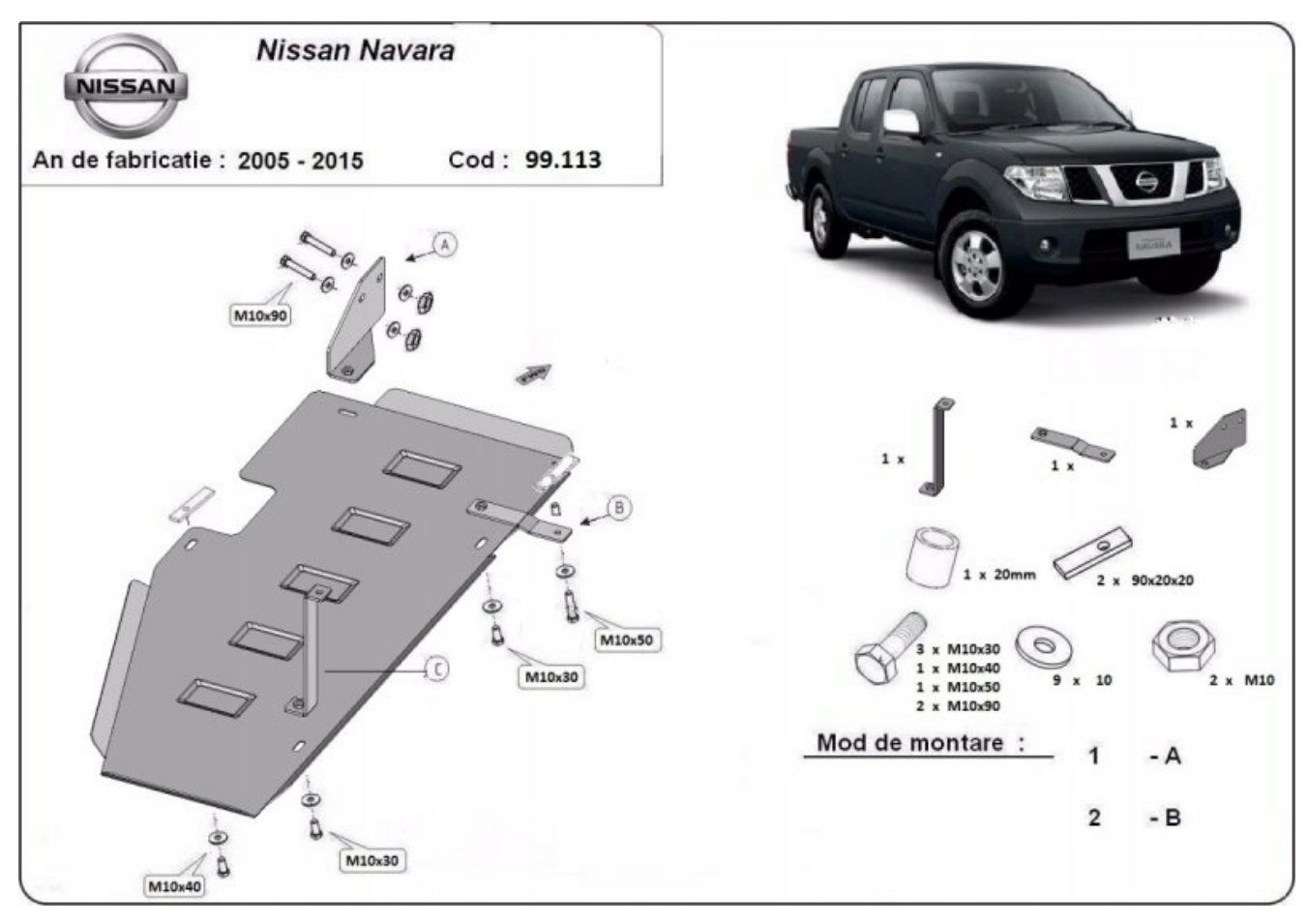 Skliplate Nissan Navara D40 (2005-2015)