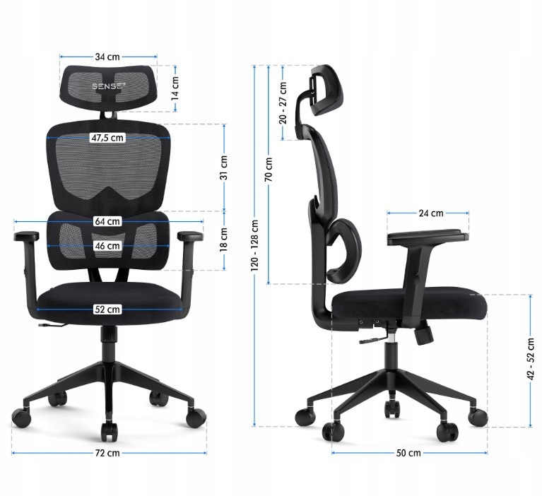 Gamingstol kontorstol Sense7 VENO Max-120kg Ergonomisk