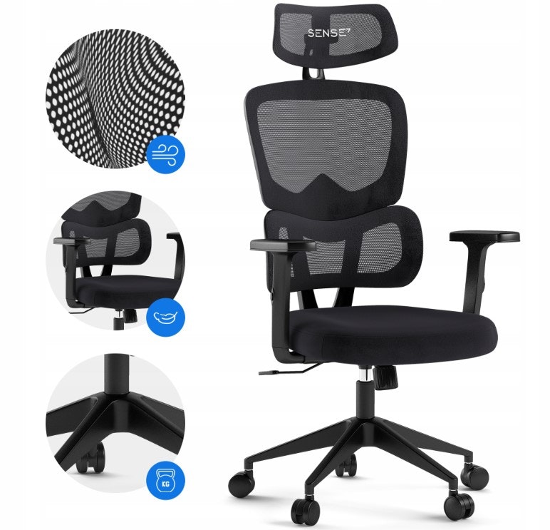 Gamingstol kontorstol Sense7 VENO Max-120kg Ergonomisk