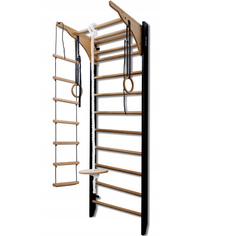 Ribbevegg Turnringsstige One Line 220x80 Sett Pull BLACK
