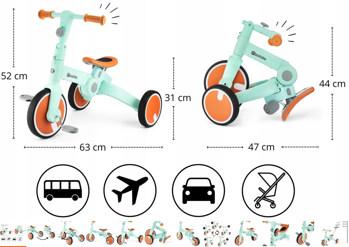 Trehjulssykkel for barn, barnesykkel 5i1 TOBI ROCKET HYP