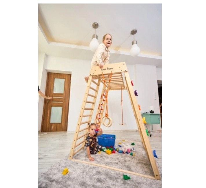 Klatrestativ - lekeplass 146x120x120 cm 7in1 RINAGYM Montessori