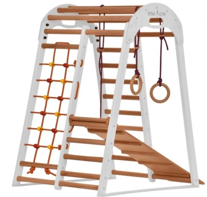 Klatrestativ - lekeplass for barn 125x100x80 cm 6in1 RINAGYM HVIT Montessori
