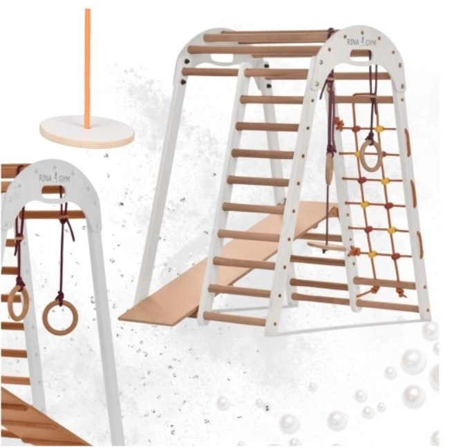 Klatrestativ - lekeplass for barn 125x100x80 cm 6in1 RINAGYM HVIT Montessori