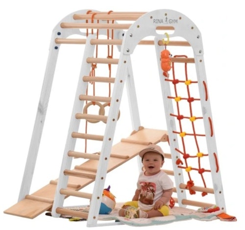 Klatrestativ - lekeplass for barn 125x100x80 cm 6in1 RINAGYM HVIT Montessori