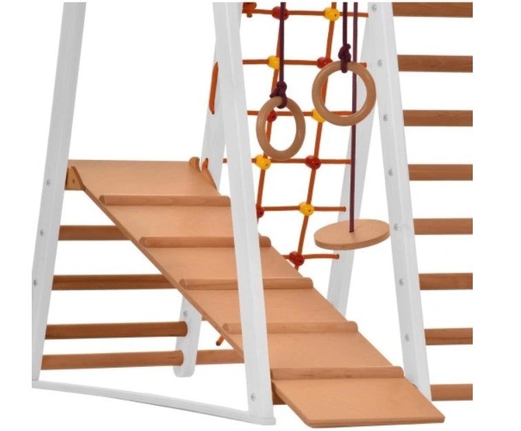 Klatrestativ - lekeplass for barn 125x100x80 cm 6in1 RINAGYM HVIT Montessori