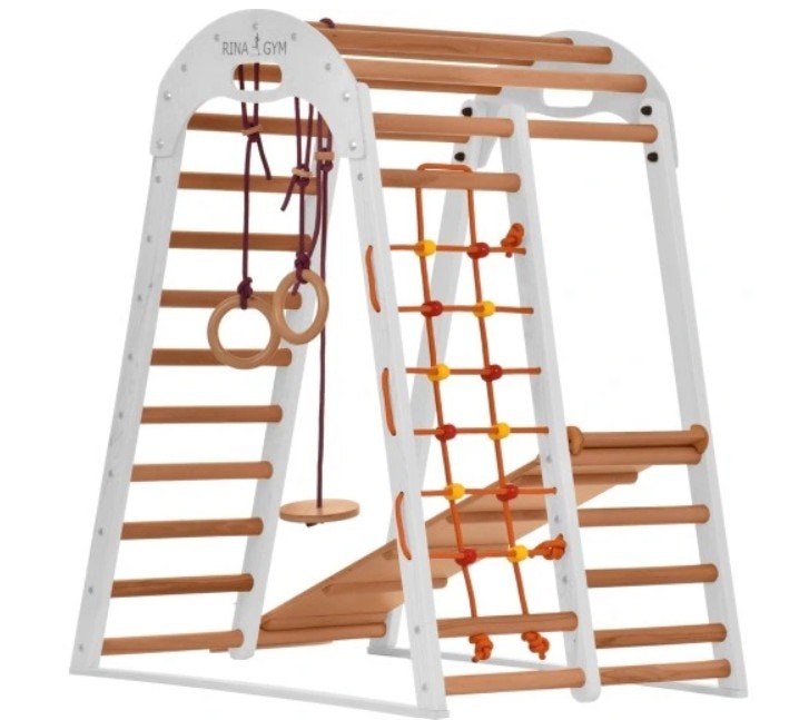 Klatrestativ - lekeplass for barn 125x100x80 cm 6in1 RINAGYM HVIT Montessori