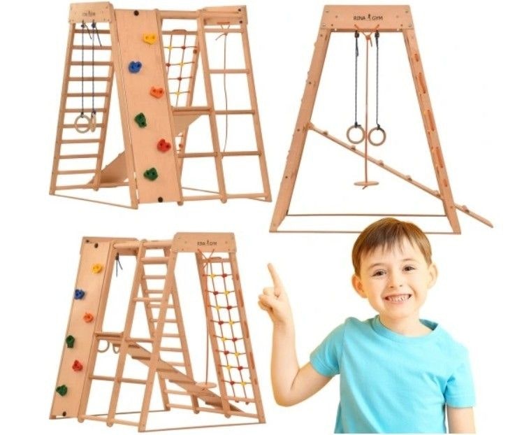 Klatrestativ - lekeplass 146x120x120 cm 7in1 RINAGYM Montessori