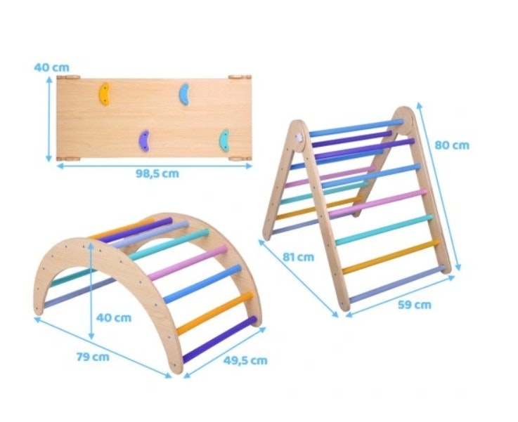 Montessori klatrestativ / stige vegg Lekeplass i tre 3 i 1