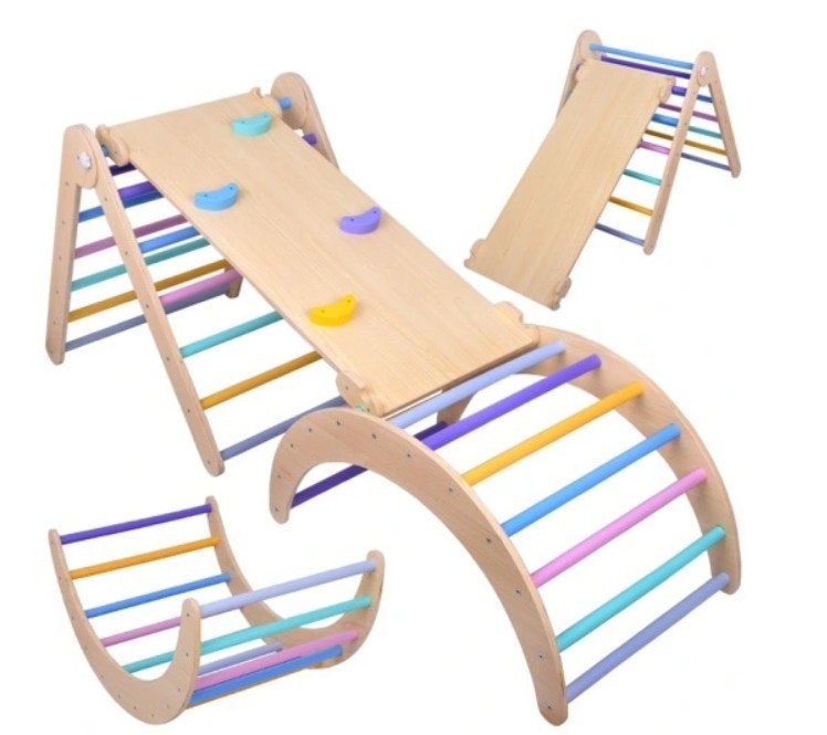 Montessori klatrestativ / stige vegg Lekeplass i tre 3 i 1