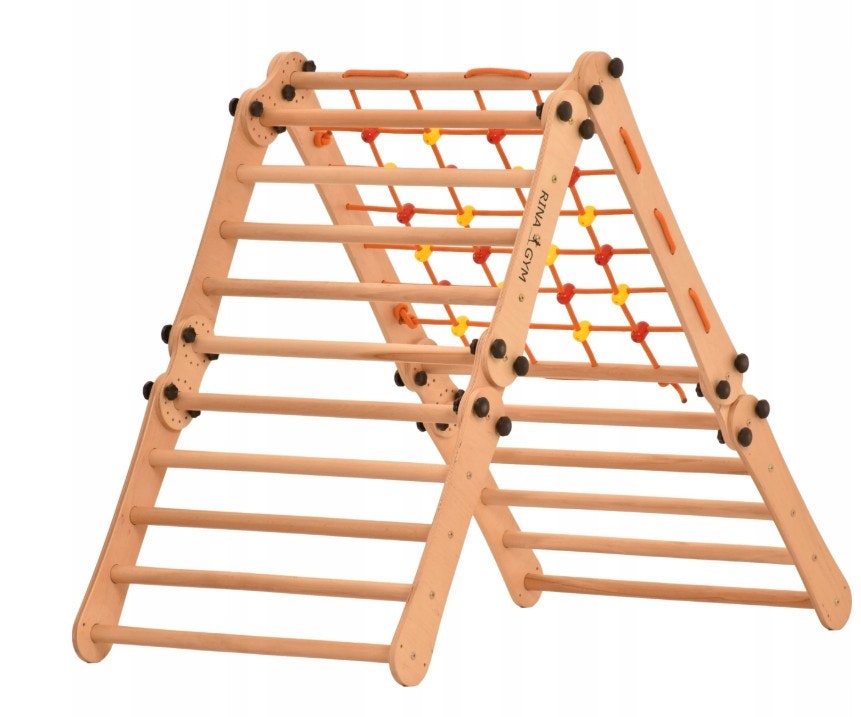 Sammenleggbar Ribbevegg Turnringsstige + Klatrevegg 2in1