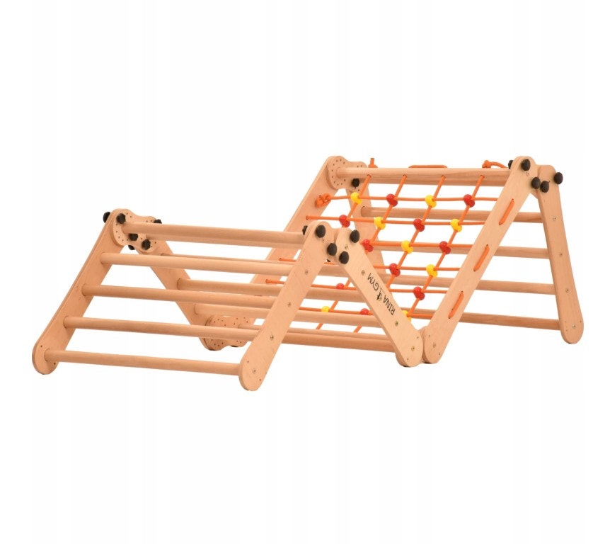 Sammenleggbar Ribbevegg Turnringsstige + Klatrevegg 2in1