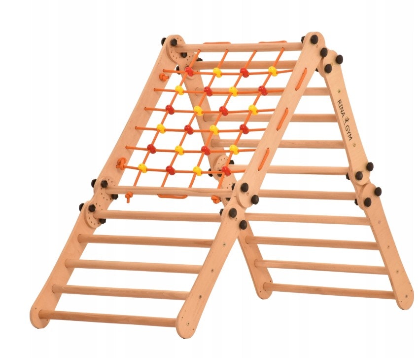 Sammenleggbar Ribbevegg Turnringsstige + Klatrevegg 2in1