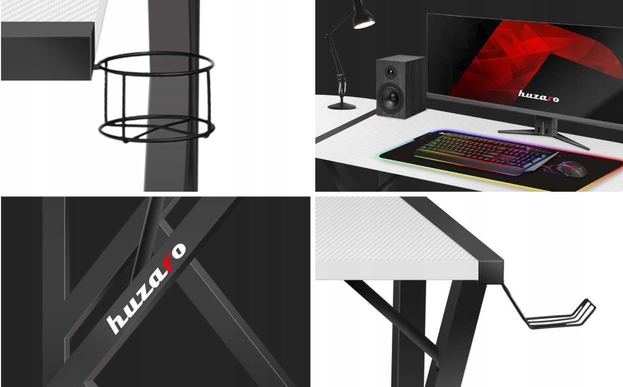 Gaming bord - Skrivebord Hjørnebord Huzaro Hero 6.3 Hvit