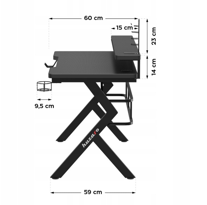Gaming bord - Skrivebord Huzaro Hero 5.0 Black