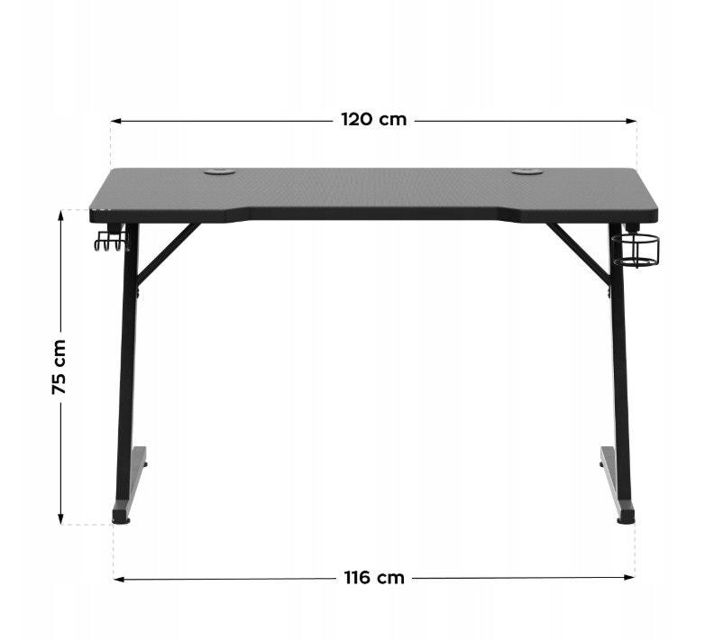 Gaming bord - Skrivebord Huzaro 2.5 Black