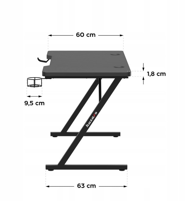 Gaming bord - Skrivebord Huzaro 2.5 Black
