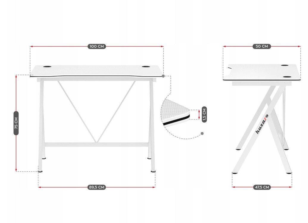 Gaming bord - Skrivebord Huzaro Hero 1.4 Hvit