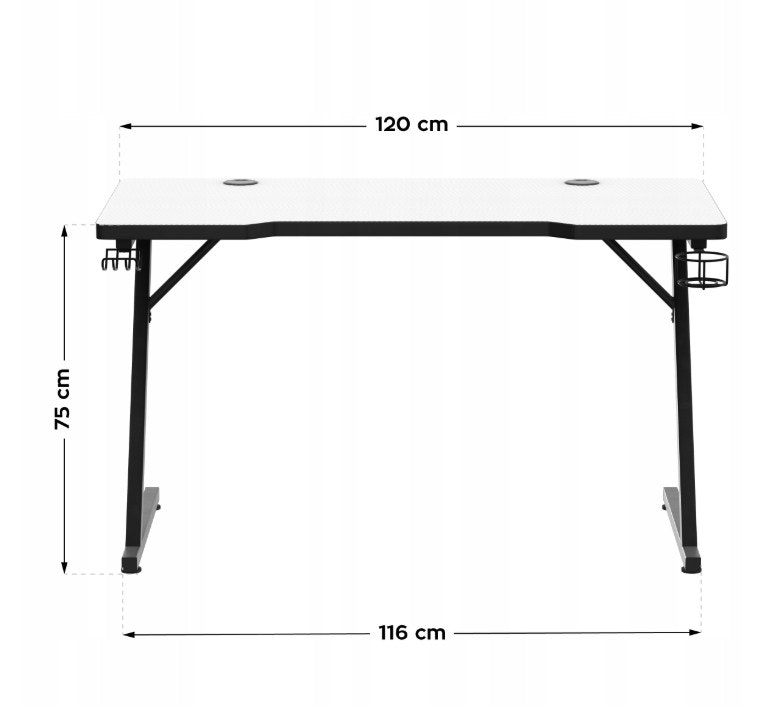 Gaming bord - Skrivebord Huzaro 2.5 White