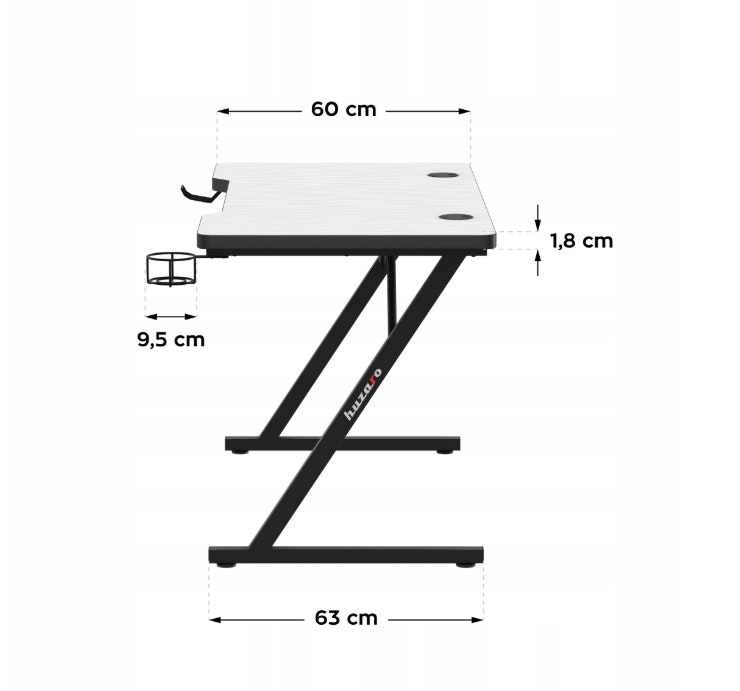 Gaming bord - Skrivebord Huzaro 2.5 White