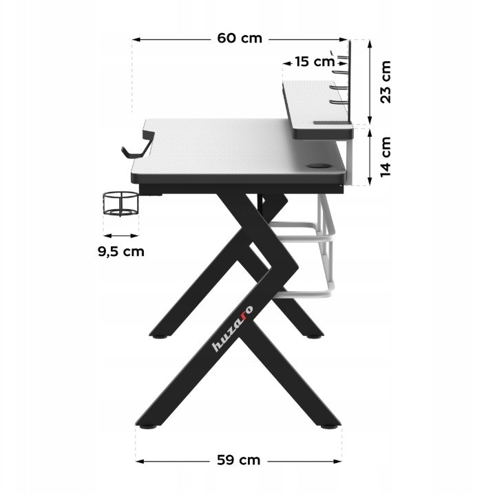 Gaming bord - Skrivebord Huzaro Hero 5.0 White
