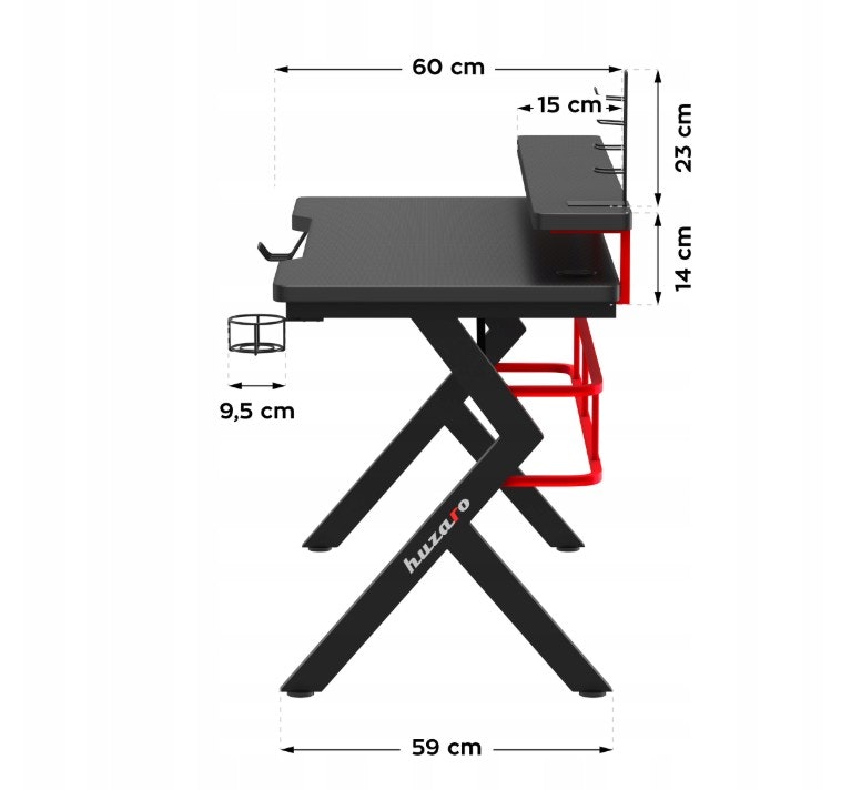 Gaming bord - Skrivebord Huzaro Hero 5.0 Red