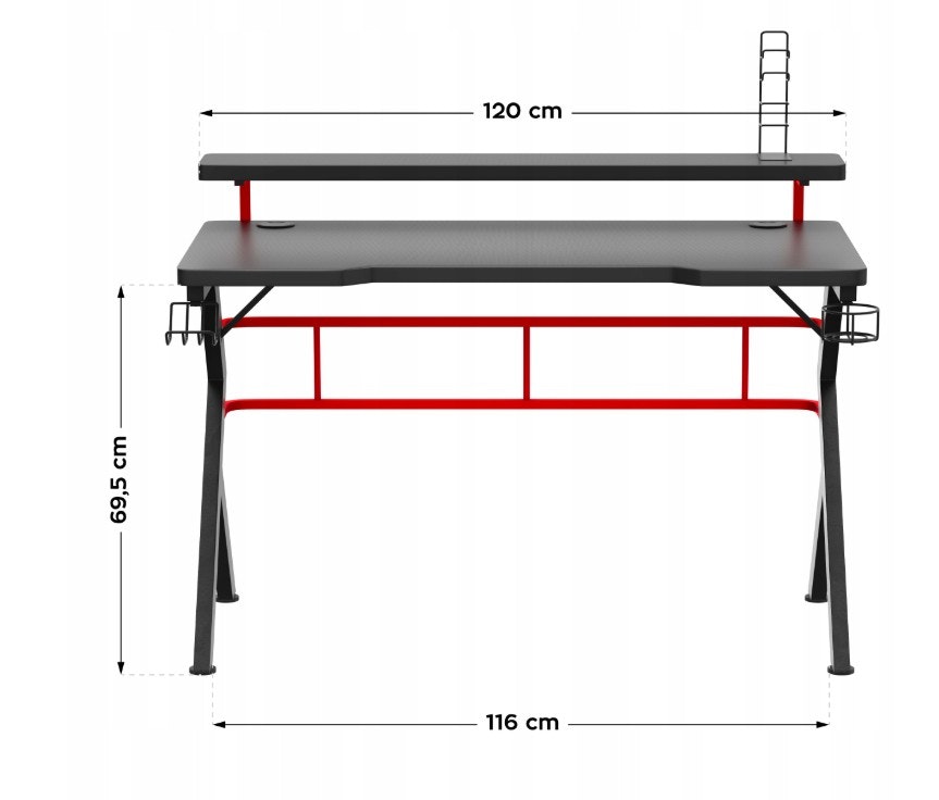 Gaming bord - Skrivebord Huzaro Hero 5.0 Red