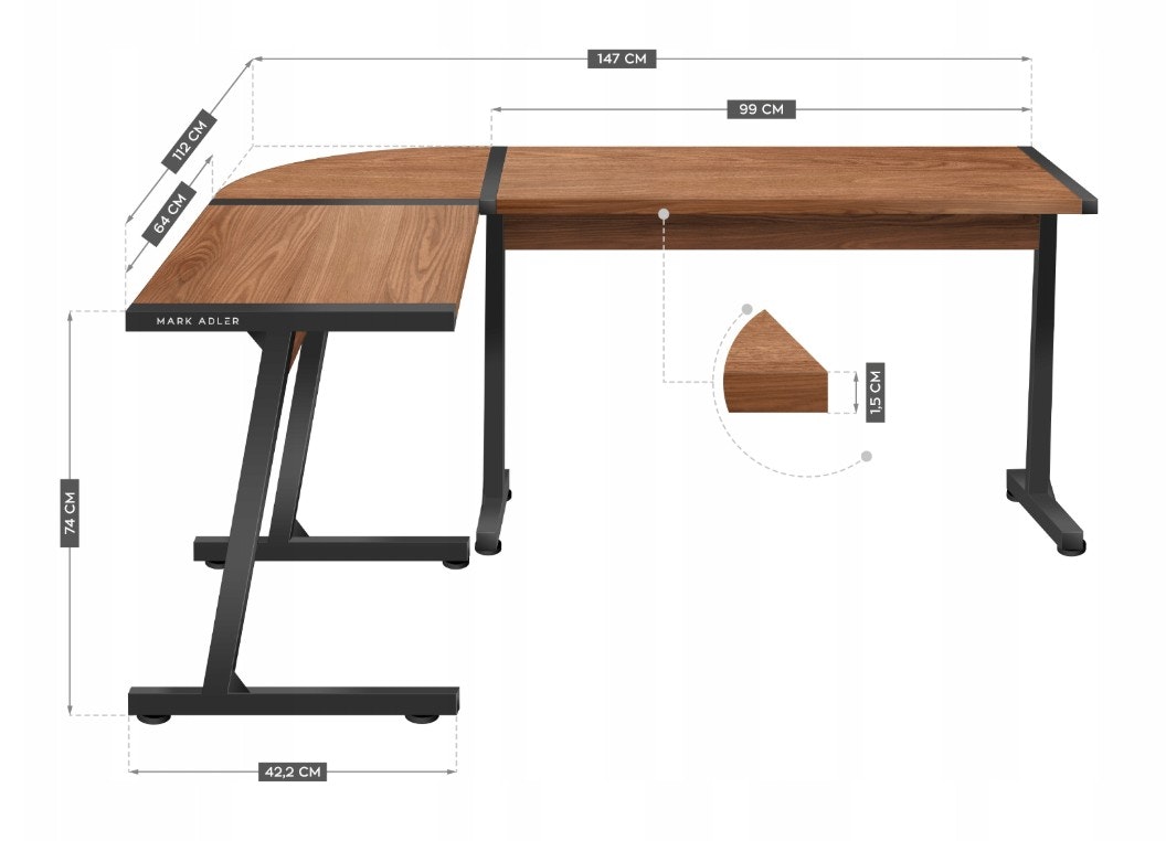 Gaming bord - Skrivebord Hjørnebord Huzaro Mark Adler Leader 5.5 WN