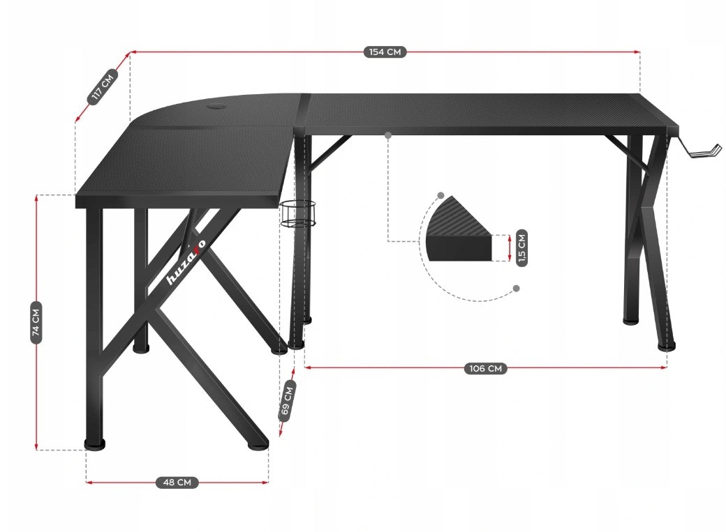Gaming bord - Skrivebord Hjørnebord Huzaro Hero 6.3